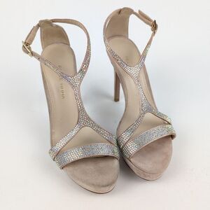Pelle Moda Onora Light Pink T-strap Formal Heels with Jewels Women's Size 6.5